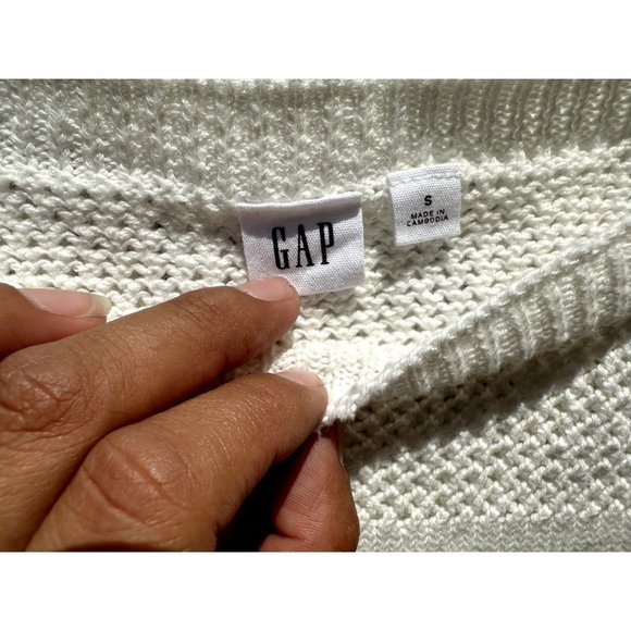 Gap Womens Small Shirt Waffle Knit Boat Neck Short Sleeve Casual Pullover - Picture 7 of 8